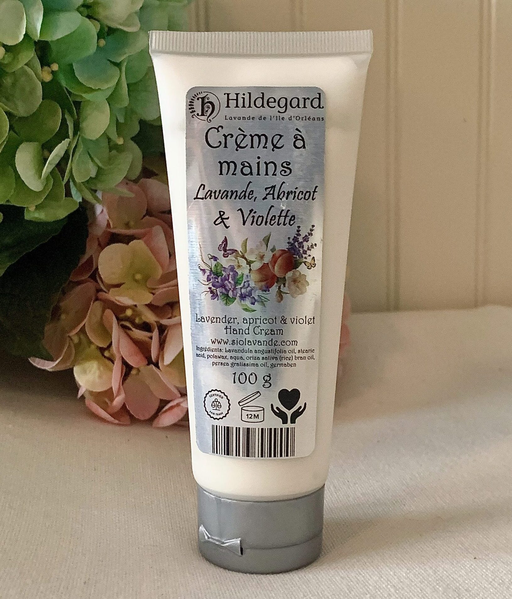 crème à mains abricot et violette